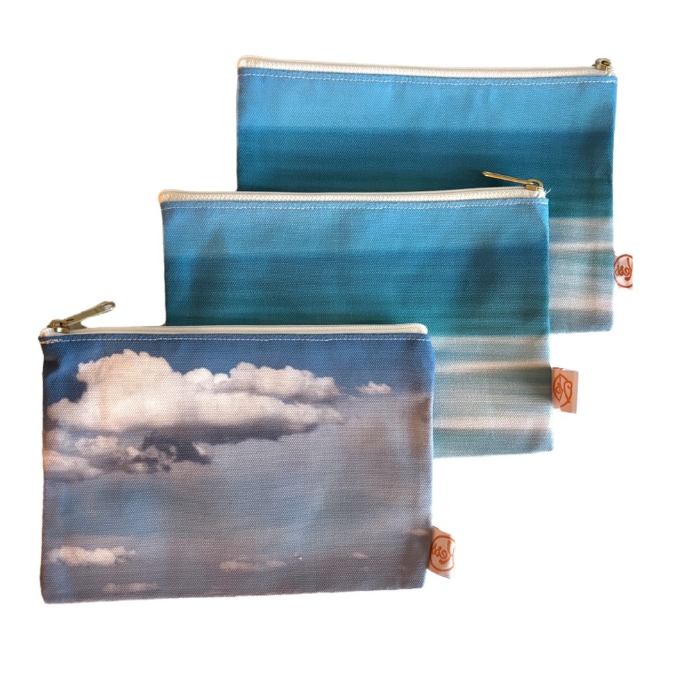 🆕 Set of 3 Everything Storage Gift Cosmetics Bag Pencil Case Blue